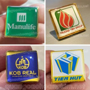 HUY HIỆU VUÔNG CÀI ÁO PHÔI ĐÚC SẴN IN ẢNH, LOGO THEO YÊU CẦU